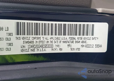 2011 Dodge Durango Express from USA, damaged, VIN 1D4RD2GG4BC653333